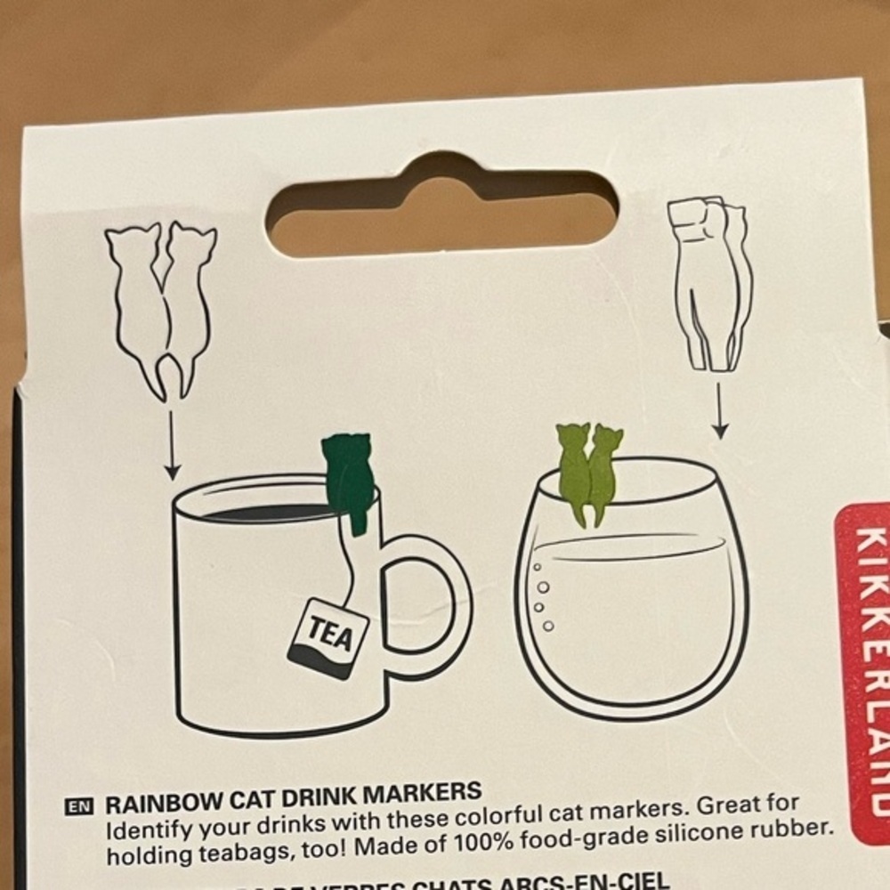 Kikkerland Multicolor Cat Drink Markers NIB - Picture 2 of 5